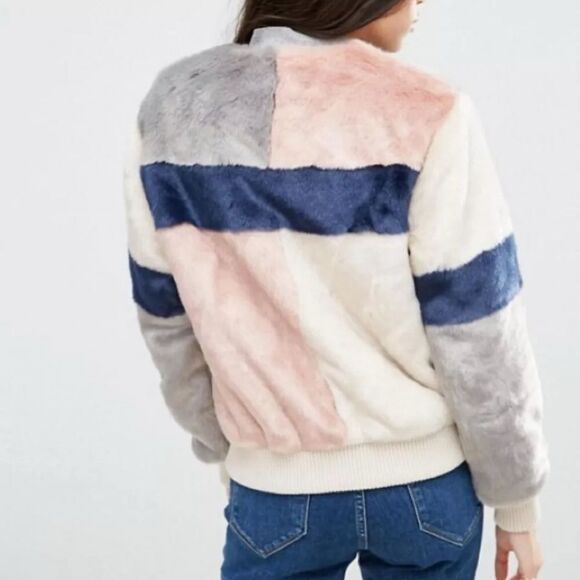 ASOS Curve Jacket in Patched Faux Fur Size 24 - Picture 2 of 13